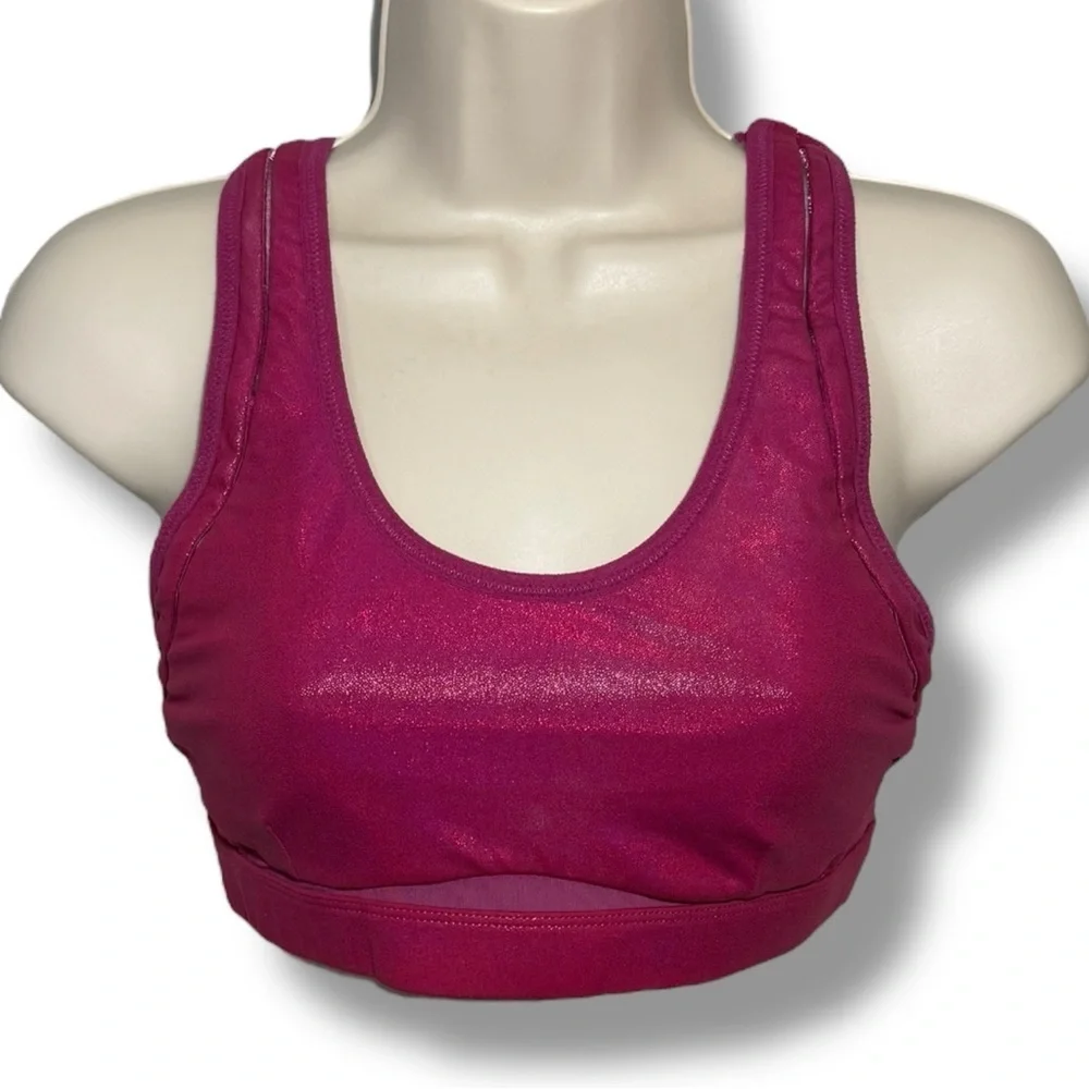 Fabletics Women’s Belle Iridescent High Impact Sports Bra Berry Size Small